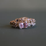 Seafoam Ring with Pink Sapphire and Salt and Pepper Diamonds