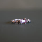 Seafoam Ring with Pink Sapphire and Salt and Pepper Diamonds