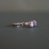 Seafoam Ring with Pink Sapphire and Salt and Pepper Diamonds