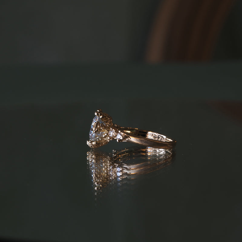 Moissanite Diamond Solitare Rockpool Ring