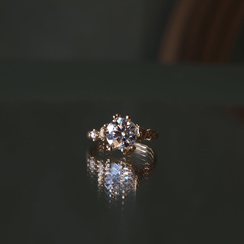 Moissanite Diamond Solitare Rockpool Ring