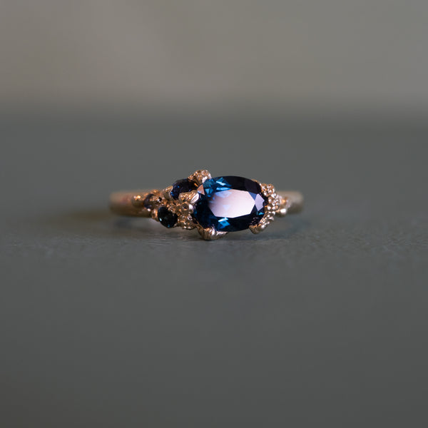 Gold Rockpool Ring with Blue Sapphires