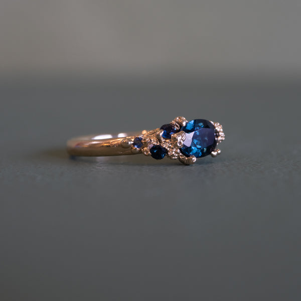 Gold Rockpool Ring with Blue Sapphires