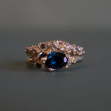 Gold Rockpool Ring with Blue Sapphires