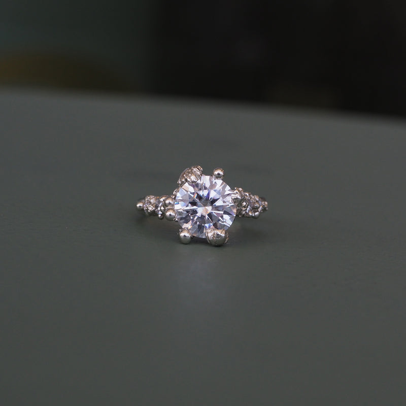 Moissanite Diamond Solitare Rockpool Ring